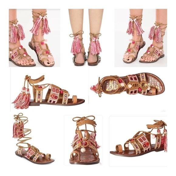 Sam Edelman Gretchen Embellished Lace-Up Sandal - Picture 2 of 11